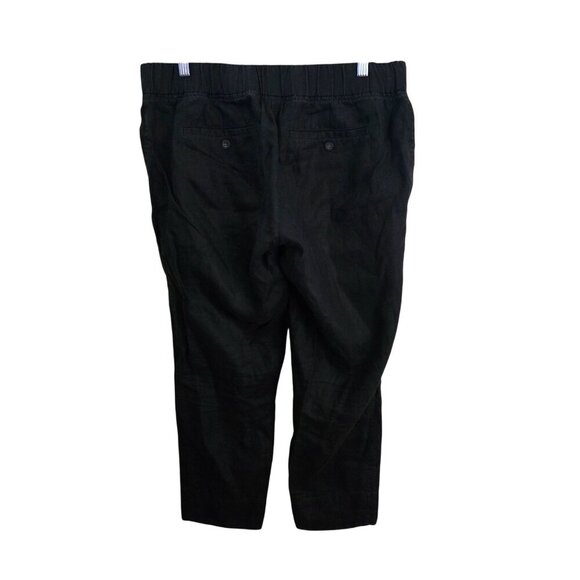 Athleta Linen Ankle Pants Black Pockets Drawstring Size 10 - Picture 3 of 6